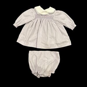Polly Flinders Vintage Lavender Smocked Dress and Bloomers Set 18 Months I 2843